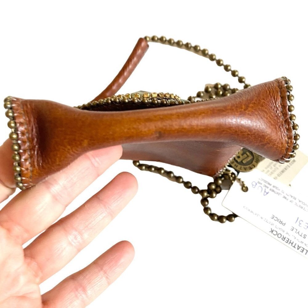 Leatherock Semi Precious Stone Leather Crossbody Swarovski Elements Brown HE31 - Picture 9 of 16